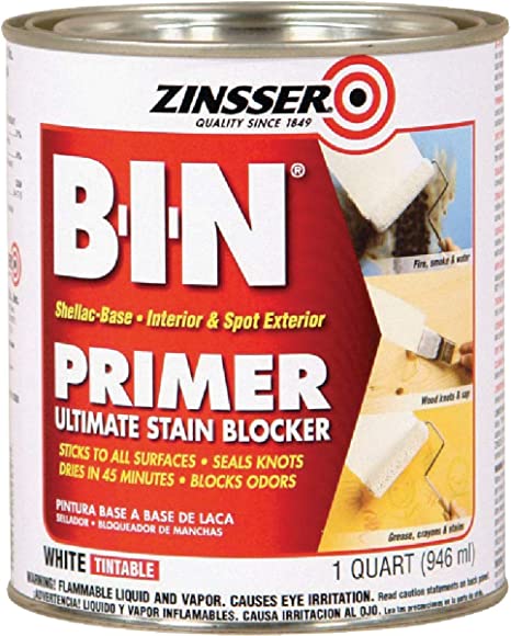 1 qt Zinsser 00904 White Zinsser, B-I-N Shellac Base Interior/Exterior Primer/Sealer