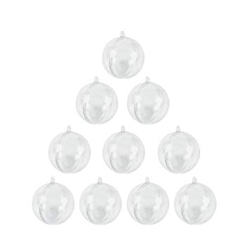 Marry Acting 10 x 40mm Transparent Fillable Ball Fill-Able Snap-On Ball Holiday Style Ornament Christmas Tree Home Decoration