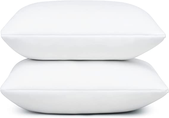 Coop Home Goods Throw Pillow Inserts Set of 2, 20 x 20 Inches White Square Indoor Decorative Pillow Inserts Adjustable Memory Foam Fill Pack of 2 Perfect for Sofa Bed Couch Living Room Bedroom