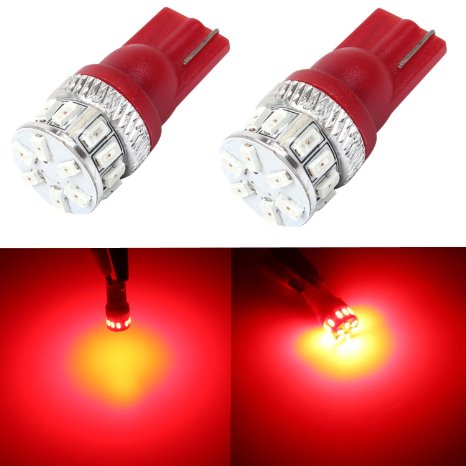 Alla 194 168 2825 175 W5W 158 161 192 T10 Wedge Super Bright High Power 3014 18-SMD LED Lights Bulbs for License Plate Interior Map Dome Door Courtesy Trunk Cargo Area Exterior Side Marker Light (Red)