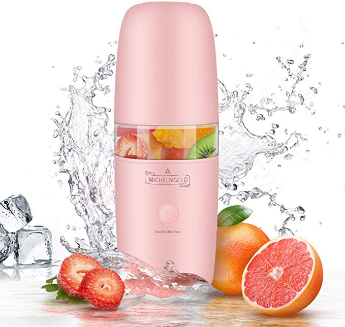 MICHELANGELO Portable Blender for Shakes and Smoothies Personal Blender, Single Serve Blender for Travel, Mini Blender On The Go with Sharing Cup - Pink