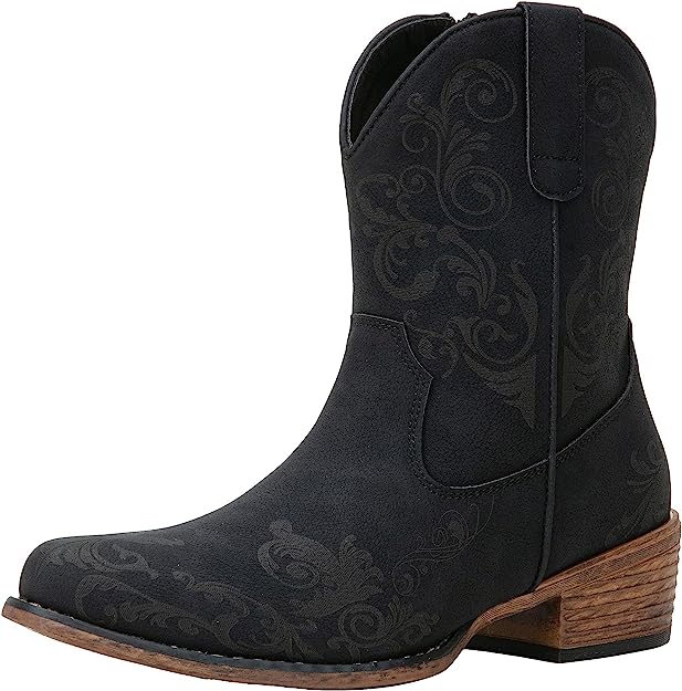 Jeossy Women's 9805 Cowboy Boots Western Ankle Square Toe Booties with Zipper