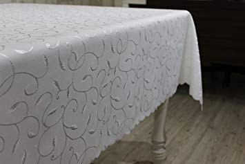 Elegant Turkish Table Cloth Polyester Table Linen ,Stain Resistance,Washes Easily, Best For Christmas And Thanksgiving Dinner ,Parties ,Weddings and For Gifts,5 Sizes. (52"x52", Ivory)