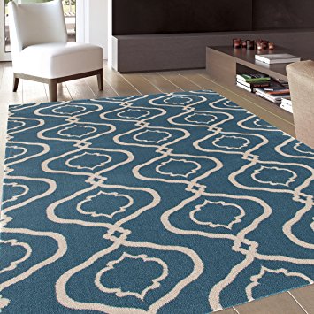 Rugshop Moroccan Trellis Modern Area Rug, 7' 10" x 10' 2", Blue