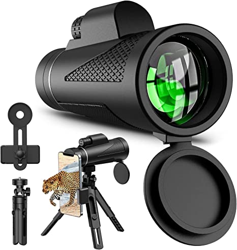Monocular Telescope - 80x100 Small Monoculars for Adults High Powered, Night Vision Compact Monocular for Smartphone Adapter, Handheld Telescope with Tripod for Bird Watching Hunting Camping Travel