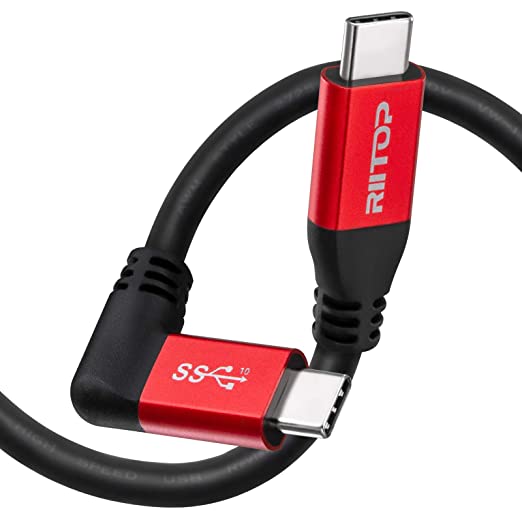 Oculus Link Cable 3m, RIITOP USB 3.1 C to C Cable Right Angled with Emarker, up to 100W PD Charging, 10Gbps Data Transfer, 4K Video Output, for Oculus Quest 2, USB-C Monitor Display