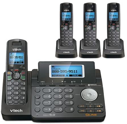 VTech DS6151-11 DECT 6.0 2-Line Expandable Cordless Phone   (3) DS6101-11 Accessory Handset, Black