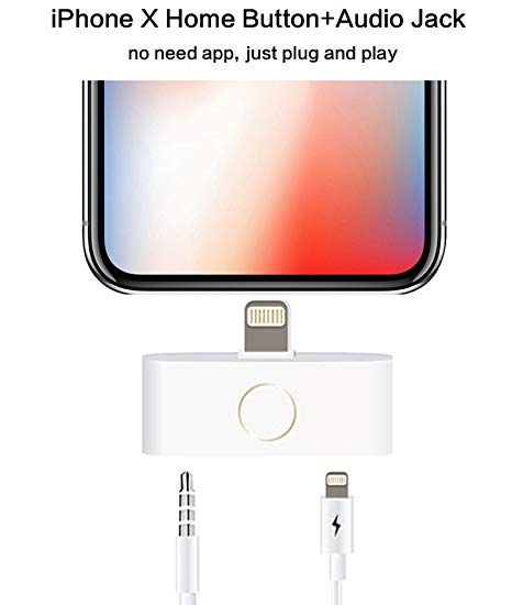 MaximalPower iPhone X 8 7 6 5 Home Button and Audio Jack Adapter Support Listen to Music and Charge at the same time, No App Required (Home Button)
