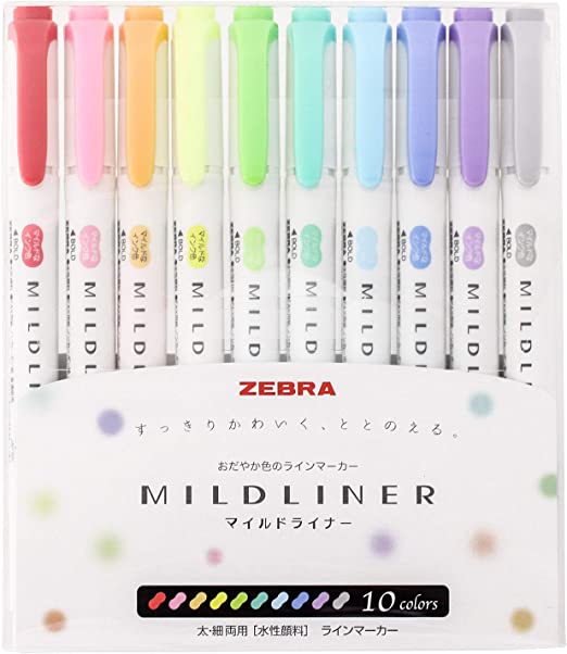 Zebra highlight pen penile mild liner 10 color set WKT7-10C