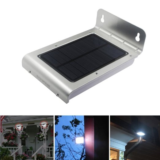 Eonfine 24 LED Solar Power Outdoor Motion Sensor Garden Security Lamp Light,Super Bright Waterproof Solar LED Light Outdoor Patio Path Wall Mount Gutter Fence Security Lamp Light, (No Battery Required) / Dusk to Dawn Dark Sensing Auto On / Off, Easy to install Long Lifetime Solar Panel Color Sliver