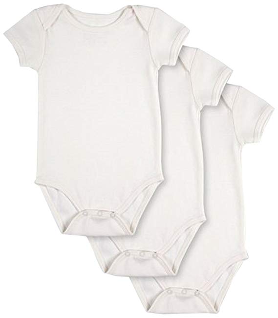 Pact Baby 3-Pack 100% Organic Cotton Short Sleeve Bodysuit | White