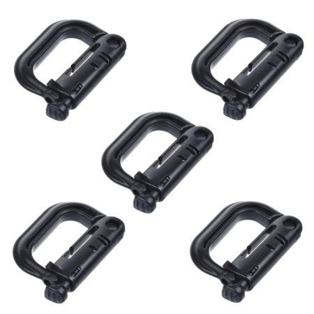 BCP Pack of 5pcs Black Color Grimloc Locking D-Ring for MOLLE Systems and Equipment