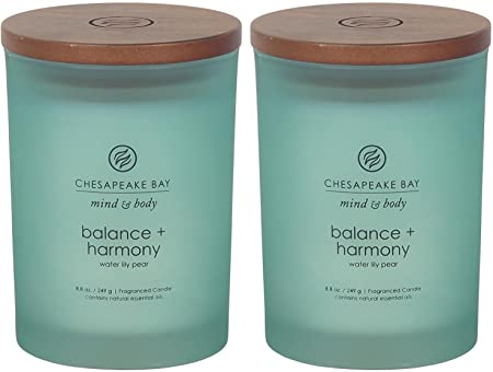 Chesapeake Bay Candle Scented Candles, Balance   Harmony (Water Lily Pear), Medium (2-Pack)