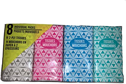 Facial Tissues, 2-ply, 8 individual pocket packs