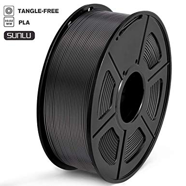 SUNLU PLA Filament 1.75mm 3D Printer Filament PLA Tangle-Free 1kg Spool (2.2lbs), Dimensional Accuracy of  /- 0.02mm PLA Black