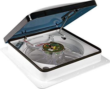 Fan-Tastic Vent RV Roof Vent with Thermostat, Manual and Automatic Speed 12 Volt RV Vent Fan, Smoke Dome RV Vent Cover - Model 2250 - White