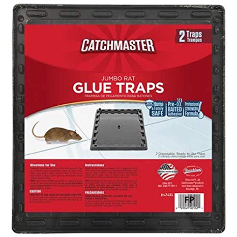 Catchmaster Made in USA 100% Safe Home Pest Control Traps (Jumbo Rat Glue Traps, 2 Traps)