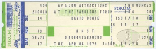 David Bowie 1978 Heroes Unused Concert Ticket LA Forum 4/4/78