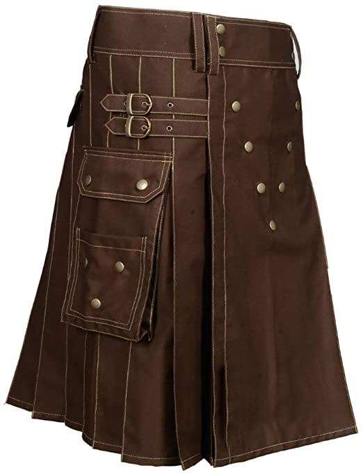 Scottish Designer Utility Kilts for Men Black Cotton Kilt Color & Size Options Available