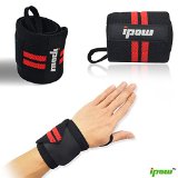 Ipow Adjustable Weight Lifting Training Wrist Straps Support Braces Wraps Belt Protector for Weightlifting Crossfit Powerlifting Bodybuilding - For Women and Menset of 2