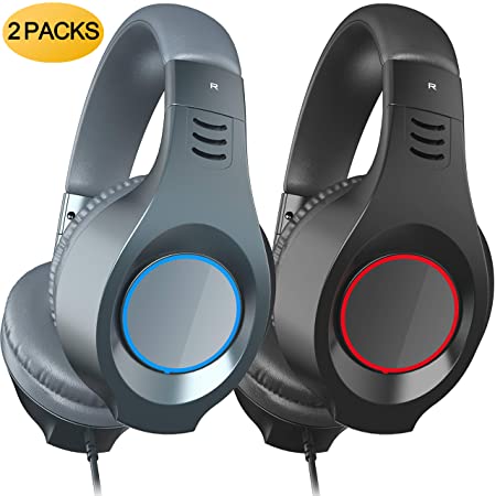 SENICC Gaming Headset 3.5mm 2 Pack for Xbox One, PS4, Nintendo Switch, PC, Mac, Laptop, Over Ear Headphones with Noise Canceling Microphone Lightweight for Adults Teens Kids