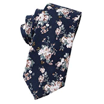 Mantieqingway Men's Cotton Printed Floral Neck Tie