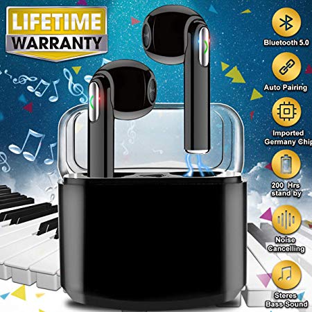 Wireless Earbuds with Charging Case,Bluetooth Earbuds with Mic for Running,Wireless Earphones Bluetooth Earphones with Microphone,Mini Sports Earbuds Sweatproof Compatible iOS Android Smartphone