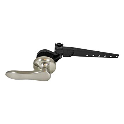 Fluidmaster 695 Universal Premium Toilet Tank Lever In Brushed Nickel, Classic Toilet Handle With Adjustable Arm