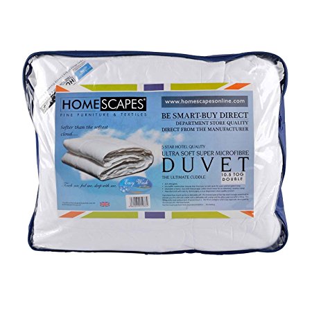 Homescapes - Ultrasoft Super Microfibre - 10.5 Tog - King Size - The Best Synthetic Duvets designed for And Used By The Best 5 and 7 Star Hotels From Around The World - Anti Allergy - Anti Dustmite - Box Baffel Construction - Washable at Home