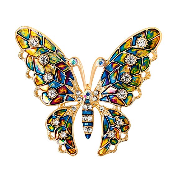 Afco Women Butterfly Rhinestone Brooch Pin,Colorful Metal Lapel Broochpin Dress Jewelry Decor