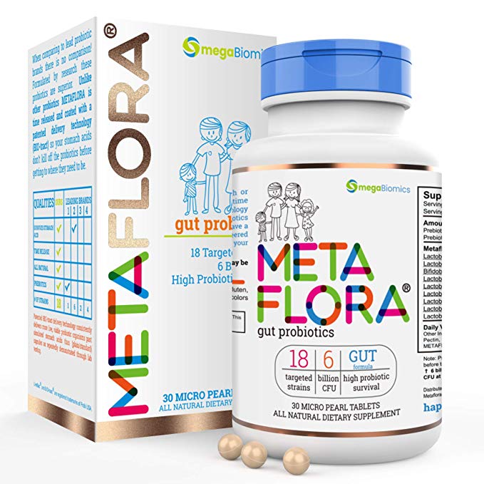 METAFLORA Probiotics Supplement—30 Pearl Tablets—Digestive Supplement Formula— Time Released—Patented Delivery Technology—Easy to Swallow
