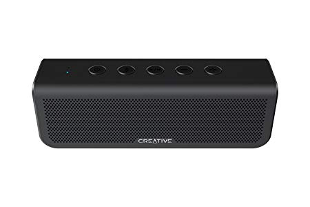 Creative Metallix Plus Portable, Dual Drivers Bluetooth 4.2 Speaker with 24 Hours of Battery Life, Enhanced Bass, IPX5 Water-Resistant, Stereo Pairing and Built-in Speakerphone (Black)