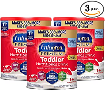Enfagrow Premium Toddler Nutritional Milk Drink, Natural Milk Flavor Powder 32 oz-Omega 3 DHA, Prebiotics,Non-GMO, Pack of 3 (Formerly Toddler Next Step, Packaging May Vary) From the Makers of Enfamil