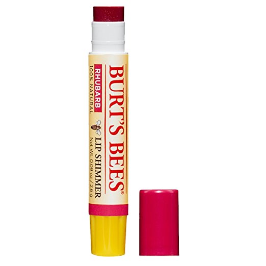 Burt's Bees 100% Natural Moisturizing Lip Shimmer, Rhubarb (Pack of 4)