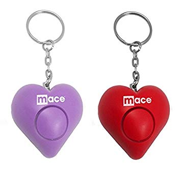 2-Pack Mace Brand Personal Alarm Heart with Keychain and Pull-Pin Activation (Purple Red)