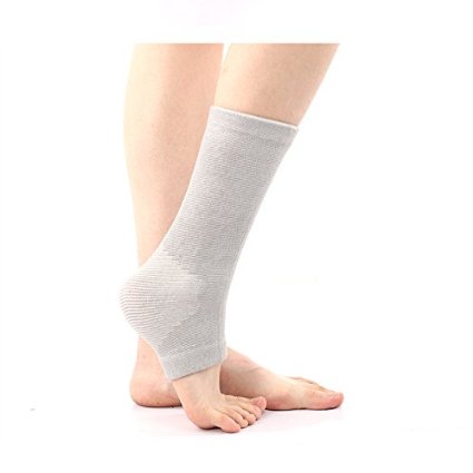 BuySShow Pair of Plantar Fasciitis Sock & Ankle Support for Men and Women - Reduced Muscle Fatigue,Best Plantar Fasciitis Sleeve for Running, Basketball, Walking, Jogging(Light grey)