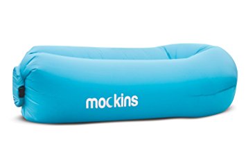 mockins Inflatable Lounger Hangout Sofa With Travel Bag The Portable Inflatable Air Lounger Couch is perfect for Indoor And Outdoor Use Inflatable Air Chair For Camping Beach & Lake Or Pool - Blue