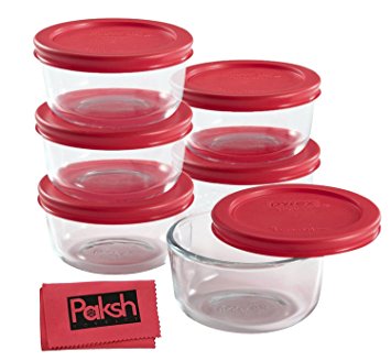 Simply Store 12-Piece Glass Food Storage Set with Lids [1 Cup] - Bundled with Cloth