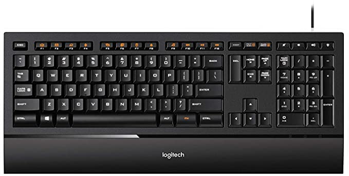 Logitech Illuminated Ultrathin Wired Keyboard K740 with Laser-Etched Backlit Keyboard and Soft-Touch Palm Rest Full-Size Layout Black
