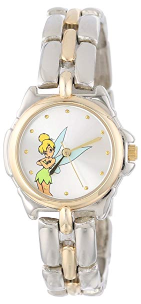 Disney Women's TK2020 Tinkerbell Silver Sunray Dial Two-Tone Bracelet Watch