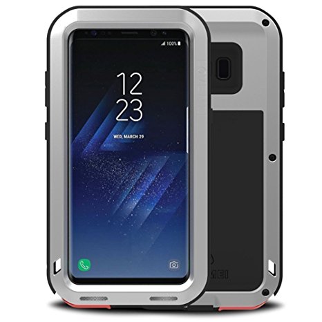 Galaxy S8(2017) Case,RUIHUI Heavy Duty Metal Extreme Aluminum Military Shockproof Water Resistant Dust/Dirt/Snow Proof Protective Case for Samsung Galaxy S8 (Silver)