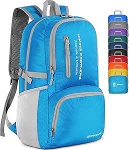 ZOMAKE Lightweight Packable Backpack - 35L Light Foldable Hiking Backpacks Water Resistant Collapsible Daypack for Travel(Light Blue)