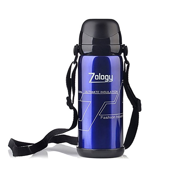 Zology Multipurpose Leakproof Vacuum Insulated Thermos Flask,Premium with Stainless Steel Body and PBA Free Spout and Lockable Lid,Keeps Drinks Temperature in Travelling/Commuting to Work/Outdoor Sporting/Hiking or Camping(800ml, Blue)