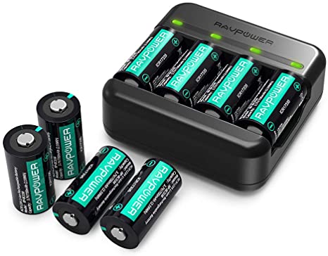 CR123A Lithium Batteries RAVPower 8 Pack 3.7V 700mAh [CAN BE RECHARGED] Protected Batteries for Arlo Security Wireless Cameras VMC3030 VMK3200 VMS3330 3430 3530 and Flashlight Polaroid Microphone