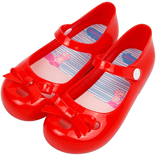 iFANS Girls Princess Cute Bow Jelly Shoes Toddler Kids Mary Jane Flats