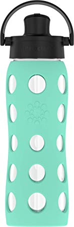 Lifefactory 22-Ounce BPA-Free Glass Water Bottle with Active Flip Cap and Protective Silicone Sleeve, Sea Green