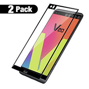 LG V20 Screen Protector,2-Pack ALCLAP LG V20 Tempered Glass Screen Protector Full Coverage High Definition Ultra Clear Anti-Bubble Film Screen Cover Lifetime Replacement for LG V20 - Black