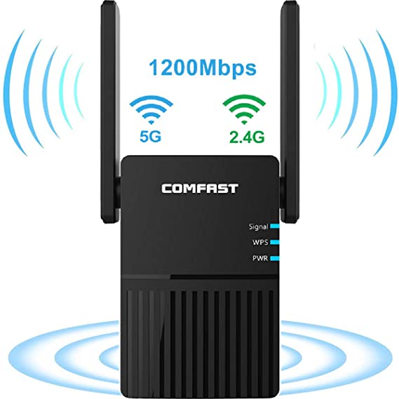 AC 1200 Mbps WiFi Range Extender Signal Booster, TaoQi Dual Band 2.4G and 5G WiFi Repeater