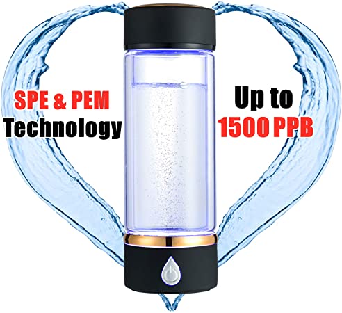 N.P Hydrogen Water Bottle with PEM and SPE Technology,Up to 1500PPB,Portable Hydrogen Water Generator Maker,New Technology Glass Water Ionizer