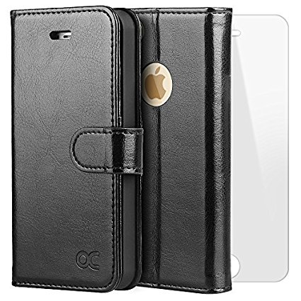 OCASE iPhone 5S Case iPhone SE Case [Screen Protector Included] Wallet Leather Case For Apple iPhone 5/5S/SE Devices -Black